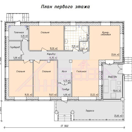 2/4. Разработка планировки для существующего одноэтажного коттеджа